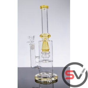 DOUBLE RING COLORED CONE GLASS WATER PIPE 10inch